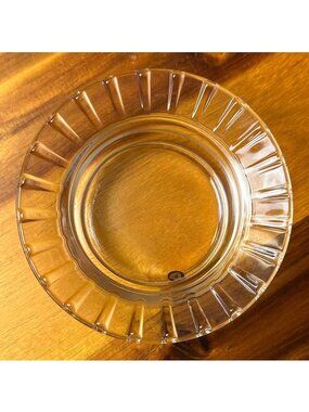 Vintage Round Clear Glass Ashtray With Fluted Pie Crust Rim - MCM Style - Unique